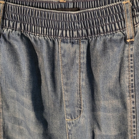 Sanctuary Los Angeles Women's XL Blue Cargo Jeans Elastic Bottom Waist & Hem - Picture 3 of 15